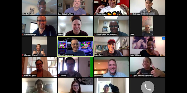 People in squares on a zoom call