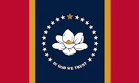 Mississippi State Flag with state motto "IN GOD WE TRUST"