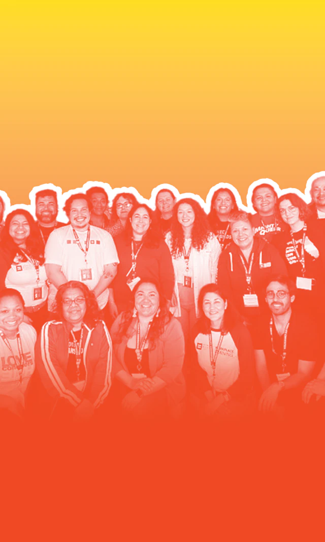 Group photo with a yellow/orange ombre treatment