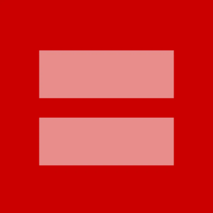 Red square with light red equal sign - HRC red equality sign