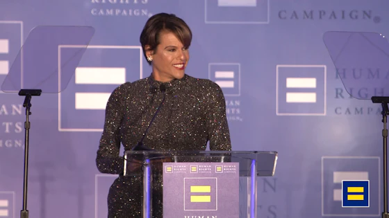 Actress and activist Alexandra Billings speaks at Human Rights Campaign's Houston dinner.