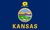 Kansas state flag with the state motto "AD ASTRA PER ASPERA"